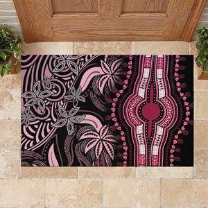 Polynesia Mixed African Dashiki Rubber Doormat Afro-pacific Culture - Pink