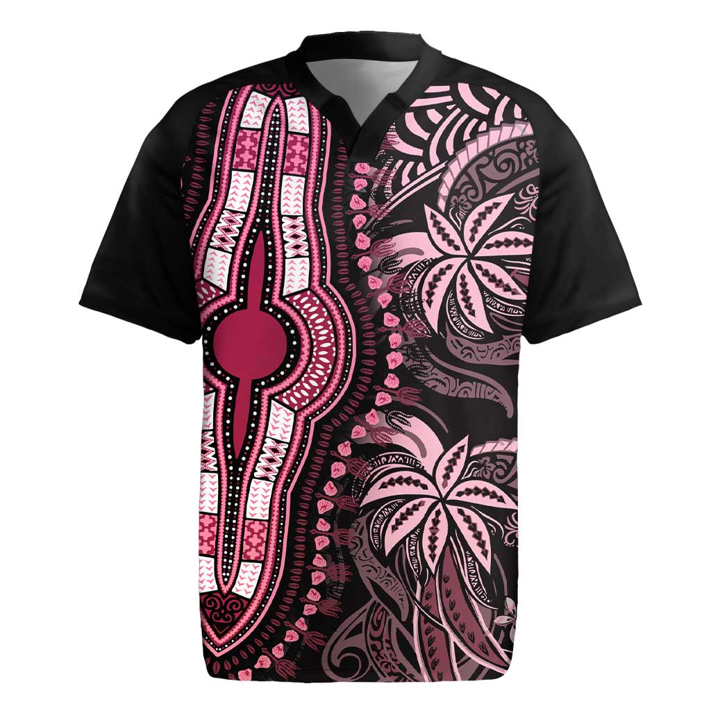 Polynesia Mixed African Dashiki Rugby Jersey Afro-pacific Culture - Pink