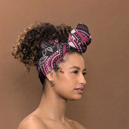Polynesia Mixed African Dashiki Simple Headwrap Afro-pacific Culture - Pink
