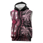 Polynesia Mixed African Dashiki Sleeveless Zip Hoodie Afro-pacific Culture - Pink - African Pride