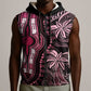 Polynesia Mixed African Dashiki Sleeveless Zip Hoodie Afro-pacific Culture - Pink - African Pride