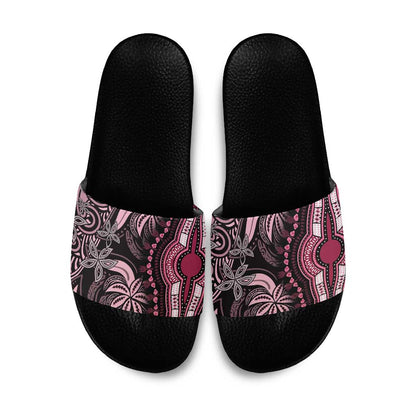 Polynesia Mixed African Dashiki Slide Sandals Afro-pacific Culture - Pink