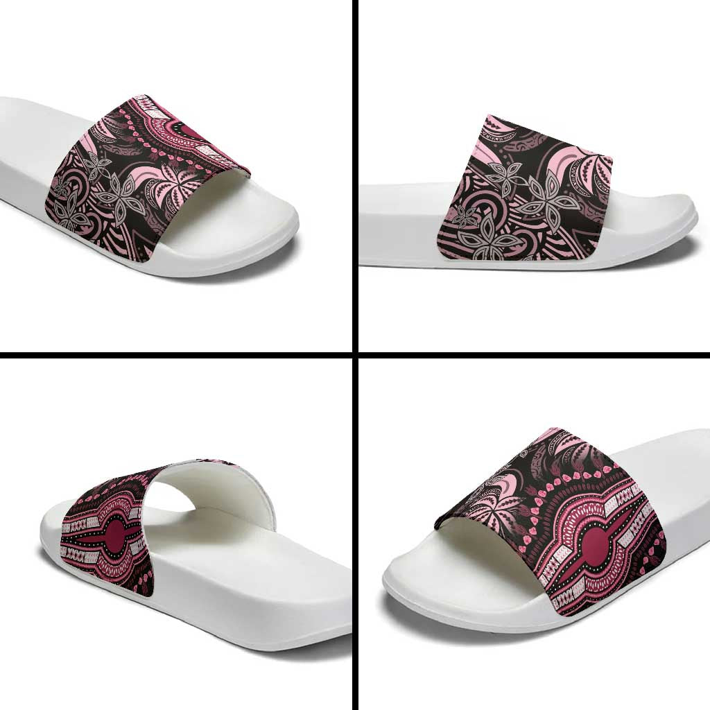 Polynesia Mixed African Dashiki Slide Sandals Afro-pacific Culture - Pink