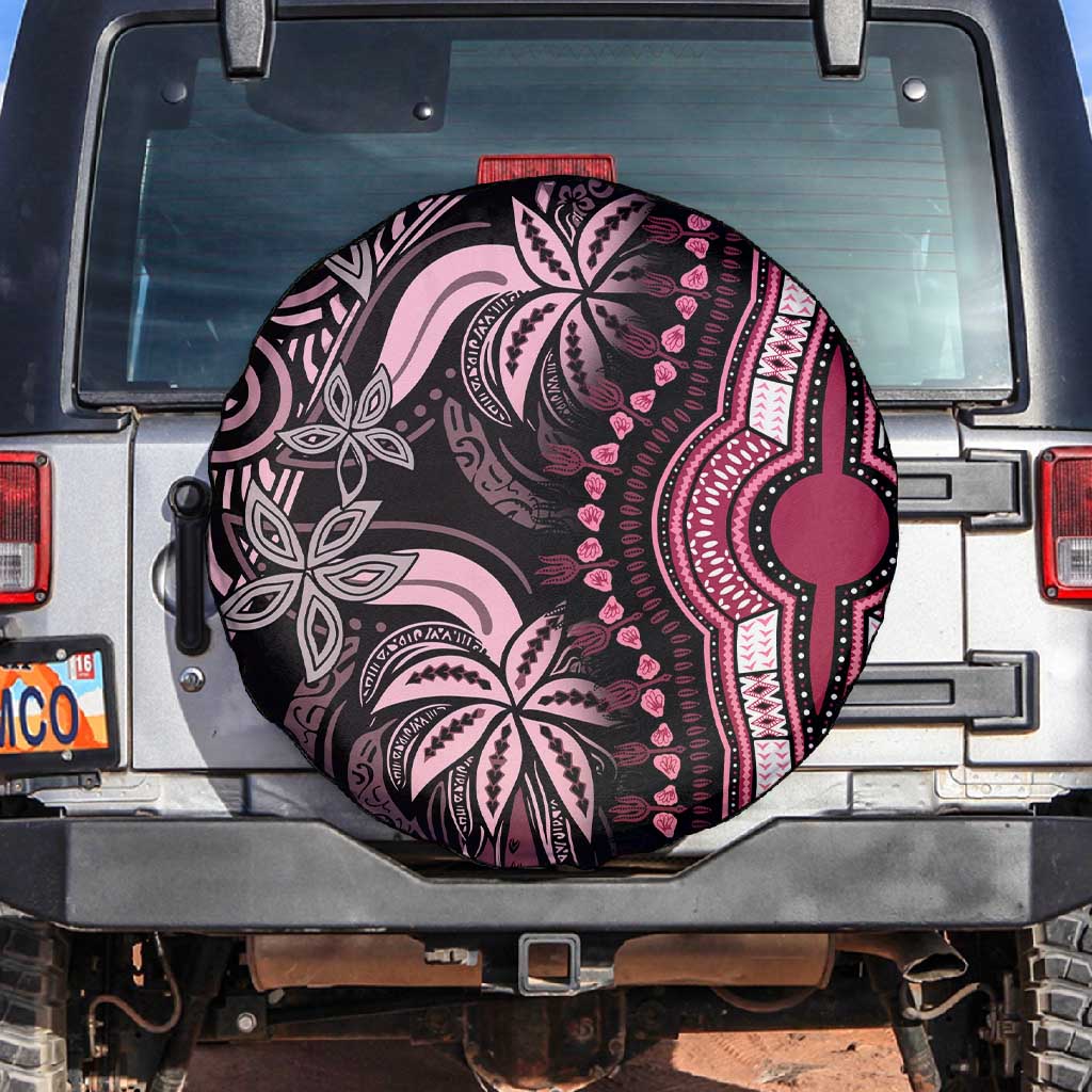 Polynesia Mixed African Dashiki Spare Tire Cover Afro-pacific Culture - Pink