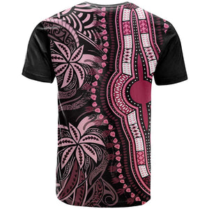 Polynesia Mixed African Dashiki T shirt Afro-pacific Culture - Pink