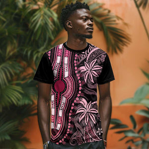 Polynesia Mixed African Dashiki T shirt Afro-pacific Culture - Pink