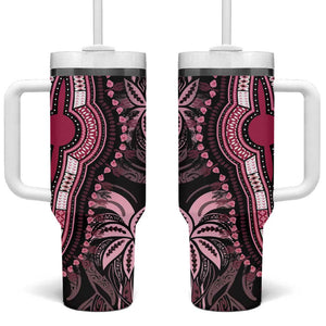 Polynesia Mixed African Dashiki Tumbler With Handle Afro-pacific Culture - Pink