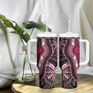 Polynesia Mixed African Dashiki Tumbler With Handle Afro-pacific Culture - Pink