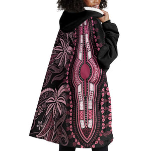 Polynesia Mixed African Dashiki Wearable Blanket Hoodie Afro-pacific Culture - Pink