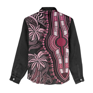 Polynesia Mixed African Dashiki Women Casual Shirt Afro-pacific Culture - Pink