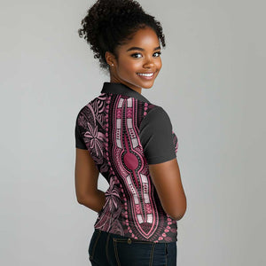 Polynesia Mixed African Dashiki Women Polo Shirt Afro-pacific Culture - Pink