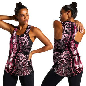 Polynesia Mixed African Dashiki Women Racerback Tank Afro-pacific Culture - Pink