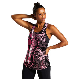 Polynesia Mixed African Dashiki Women Racerback Tank Afro-pacific Culture - Pink