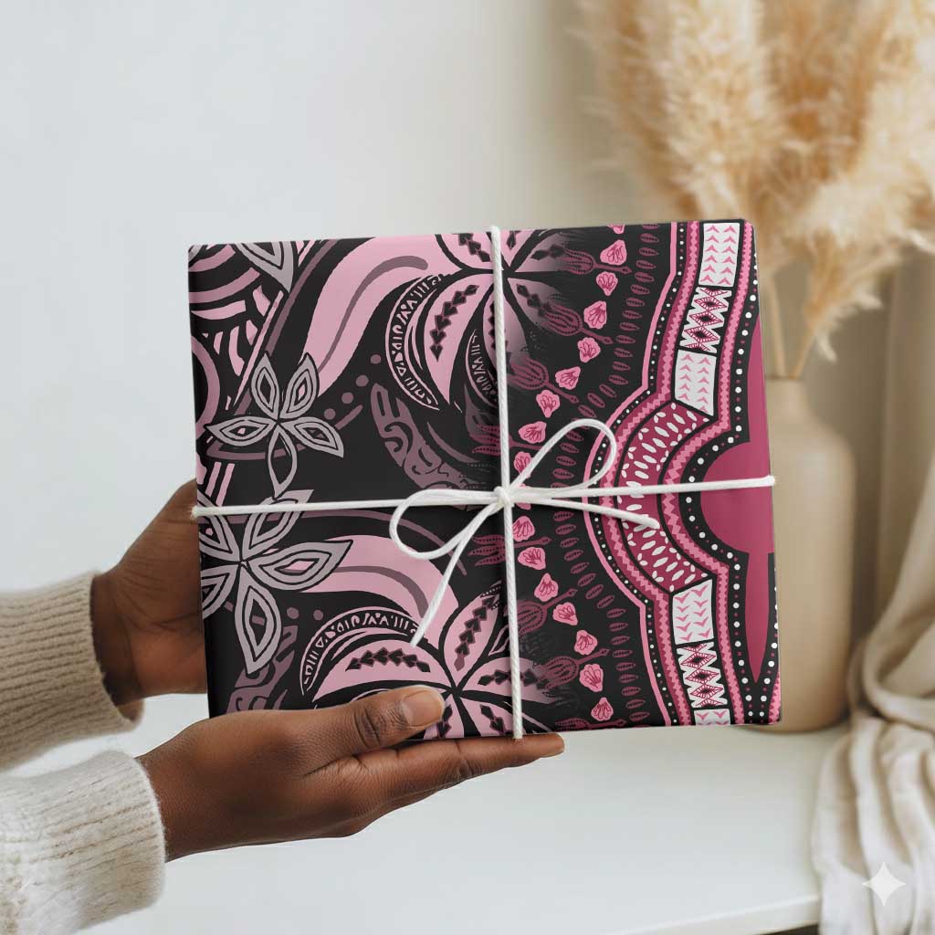 Polynesia Mixed African Dashiki Wrapping Paper Afro-pacific Culture - Pink - African Pride