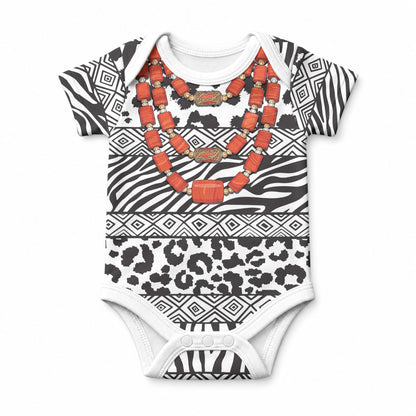 Nigeria Traditional Coral Bead Attire Baby Onesie African Tribal Element Wild Animal Skins