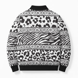Nigeria Traditional Coral Bead Attire Bomber Puffer Jacket African Tribal Element Wild Animal Skins