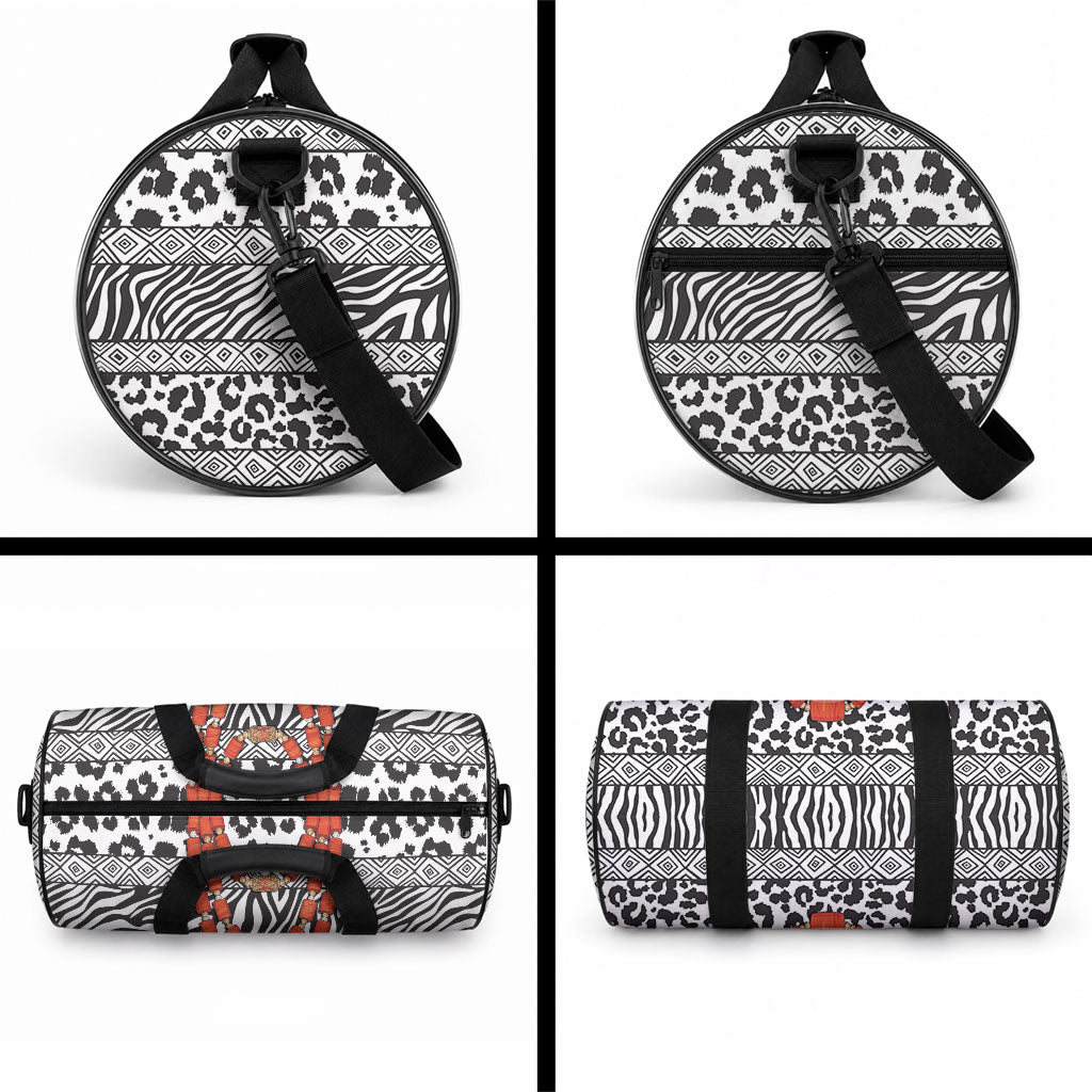Nigeria Traditional Coral Bead Attire Duffle Bag African Tribal Element Wild Animal Skins