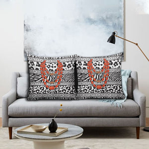 Nigeria Traditional Coral Bead Attire Pillow Cover African Tribal Element Wild Animal Skins