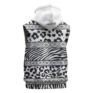 Nigeria Traditional Coral Bead Attire Sleeveless Hoodie African Tribal Element Wild Animal Skins
