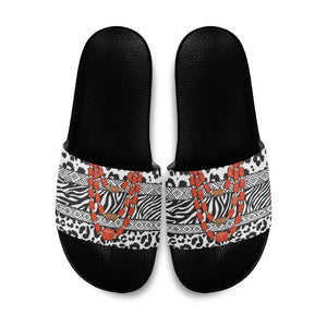 Nigeria Traditional Coral Bead Attire Slide Sandals African Tribal Element Wild Animal Skins