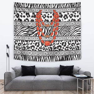 Nigeria Traditional Coral Bead Attire Tapestry African Tribal Element Wild Animal Skins