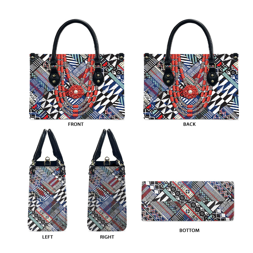 Nigeria Traditional Coral Bead Attire Leather Bag Tribal African Style