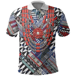 Nigeria Traditional Coral Bead Attire Polo Shirt Tribal African Style