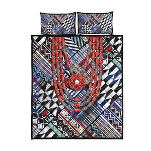 Nigeria Traditional Coral Bead Attire Quilt Bed Set Tribal African Style