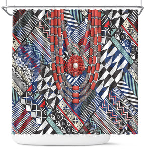 Nigeria Traditional Coral Bead Attire Shower Curtain Tribal African Style