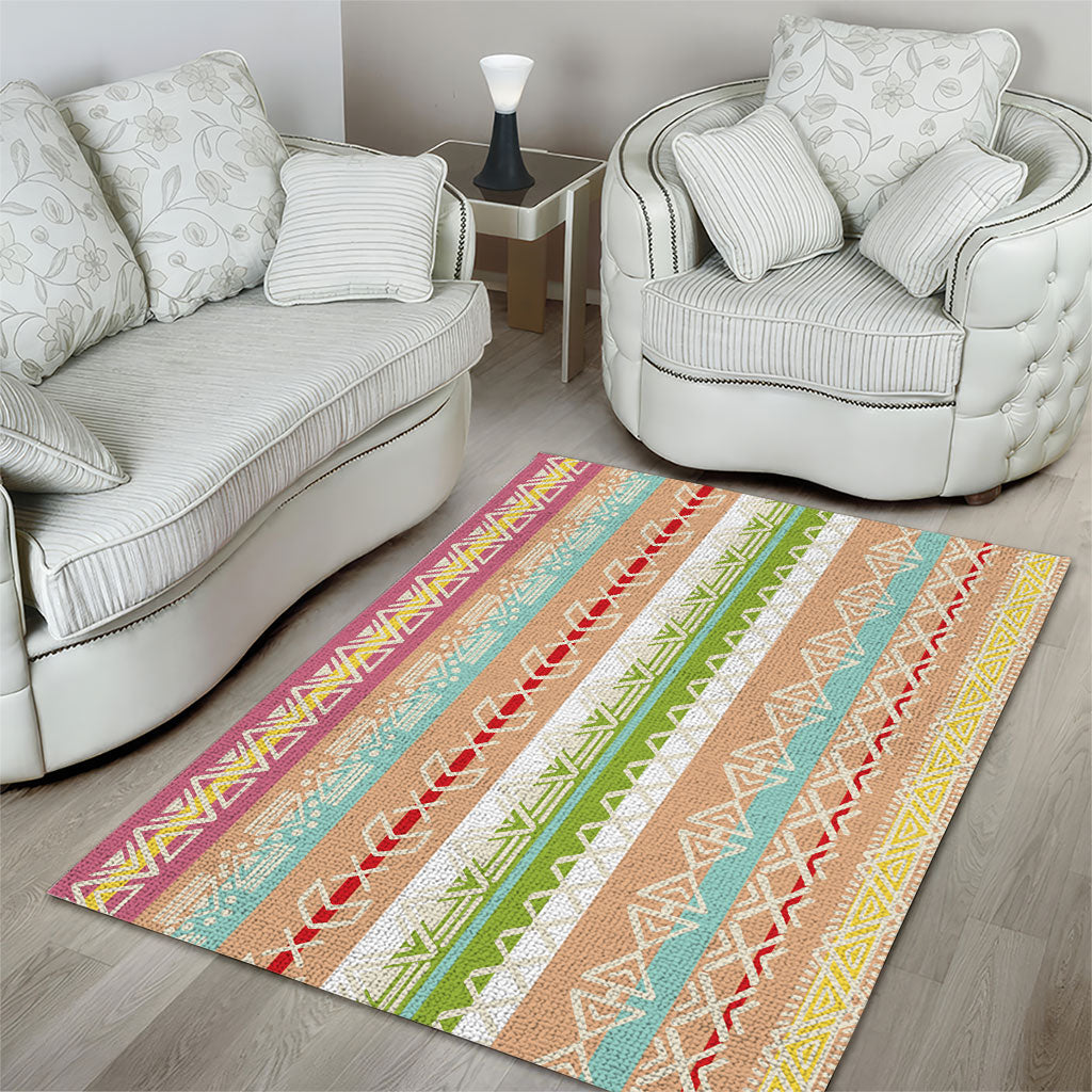 Nigerian Aso Oke African Ethnic Stripes Area Rug