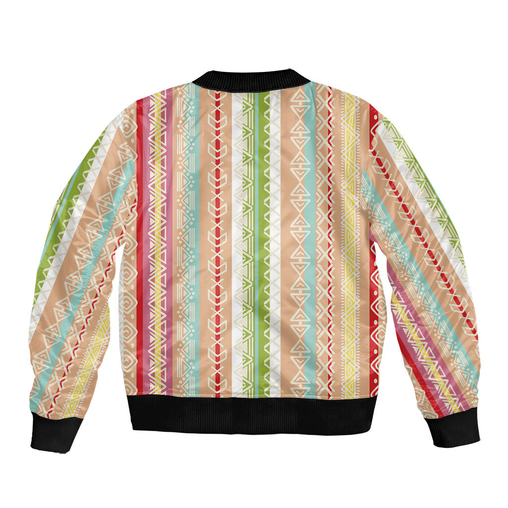 Nigerian Aso Oke African Ethnic Stripes Bomber Jacket
