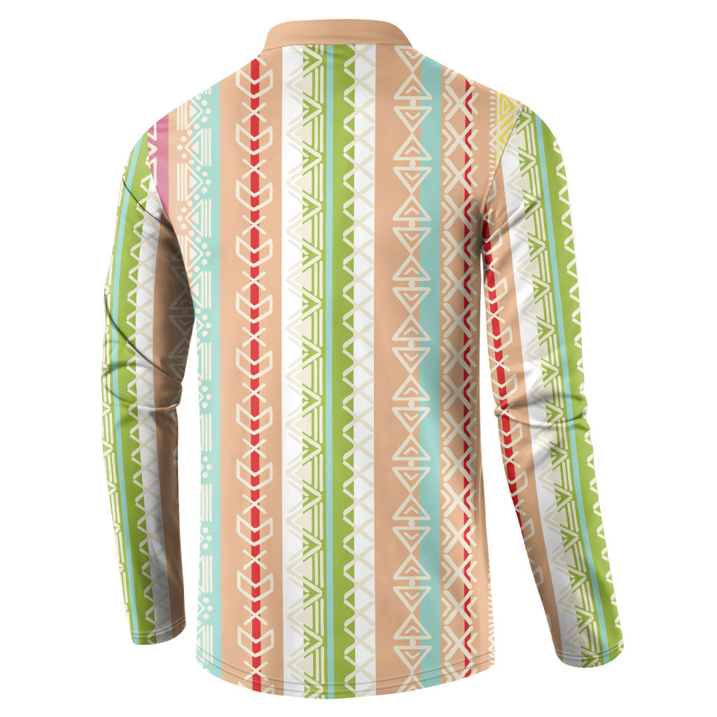Nigerian Aso Oke African Ethnic Stripes Button Sweatshirt