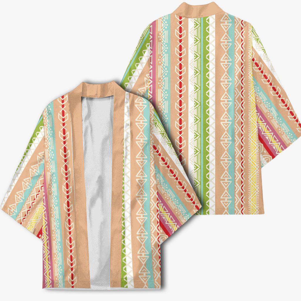 Nigerian Aso Oke African Ethnic Stripes Kimono