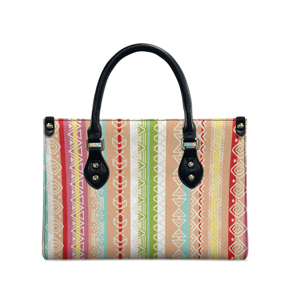 Nigerian Aso Oke African Ethnic Stripes Leather Bag
