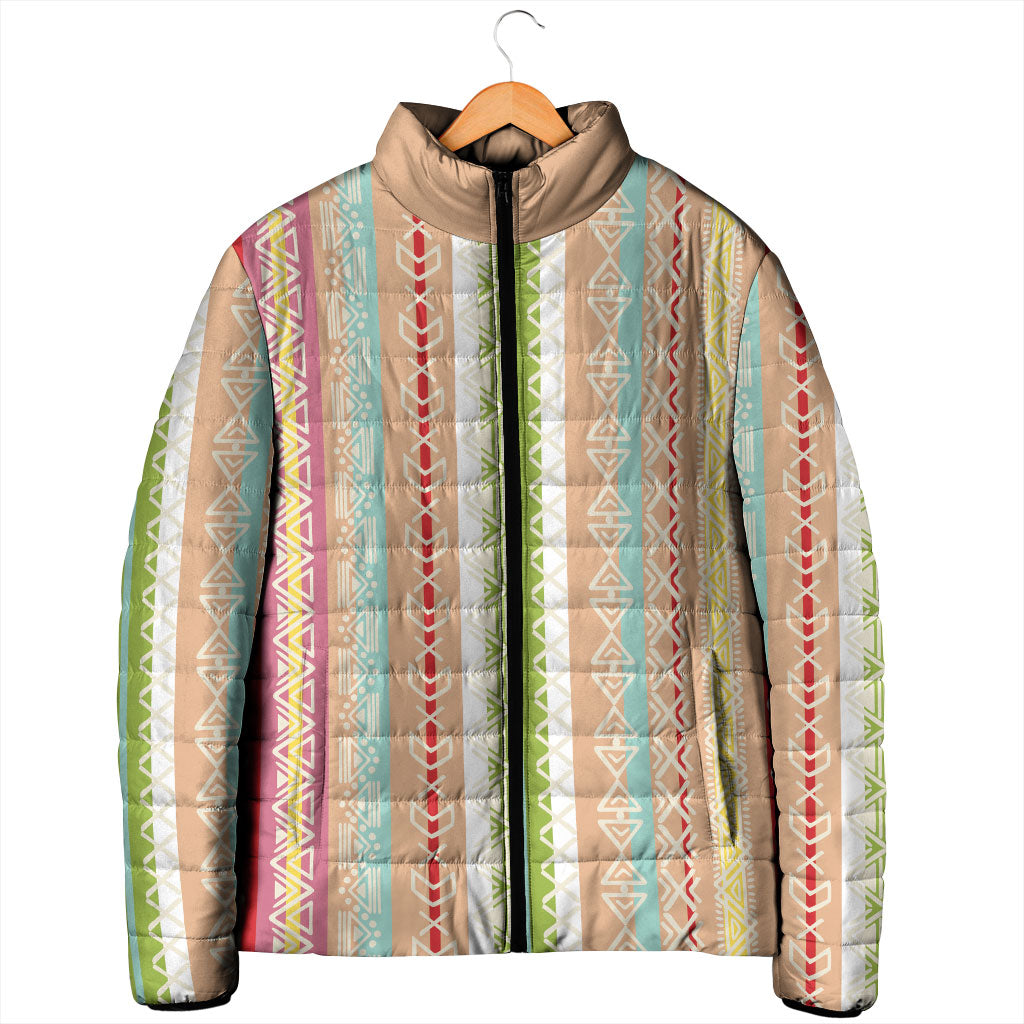 Nigerian Aso Oke African Ethnic Stripes Padded Jacket
