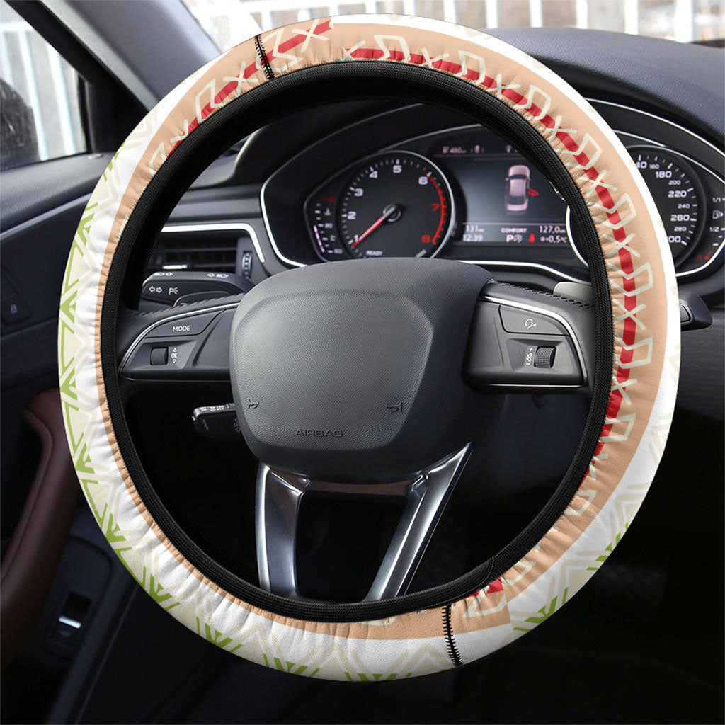 Nigerian Aso Oke African Ethnic Stripes Steering Wheel Cover