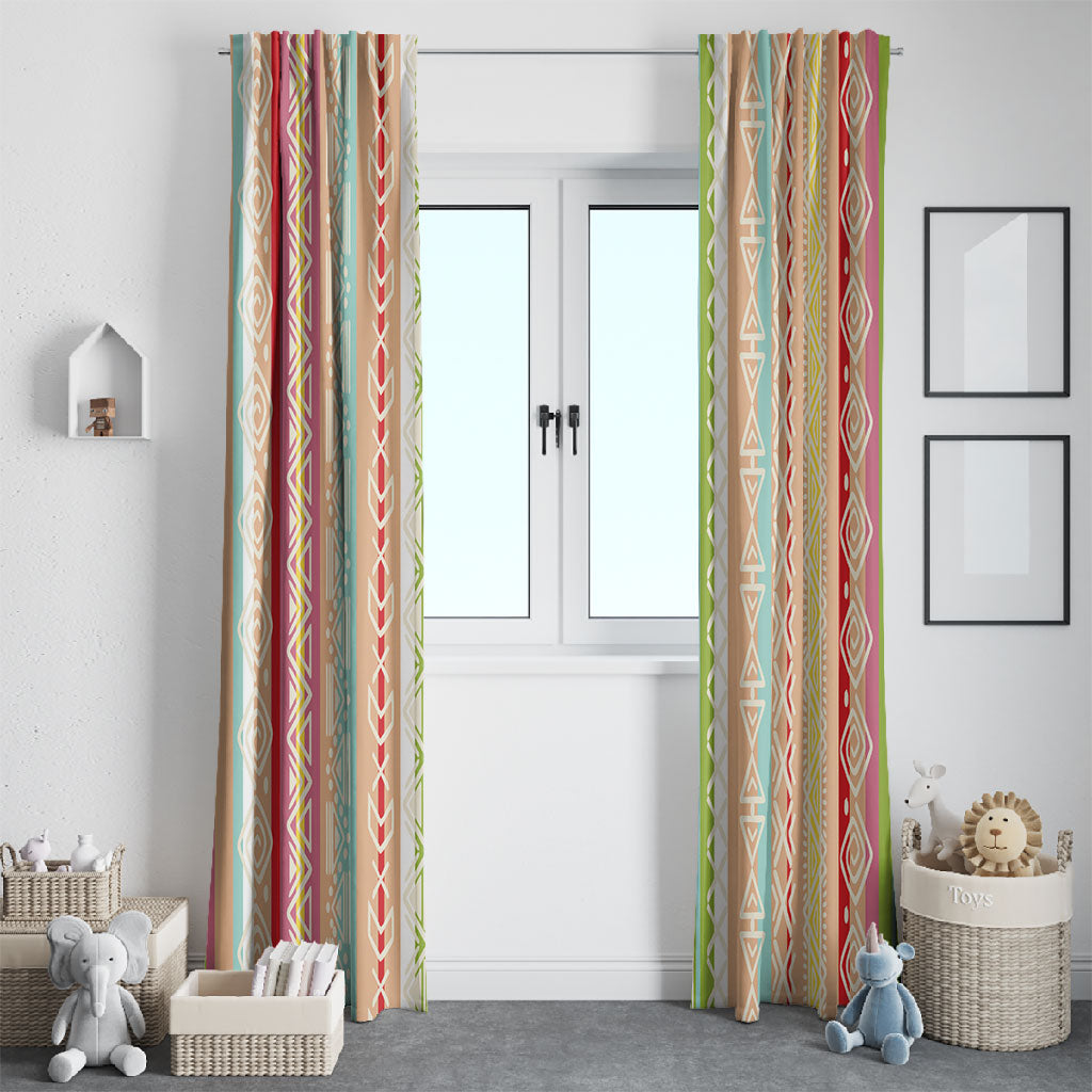 Nigerian Aso Oke African Ethnic Stripes Window Curtain