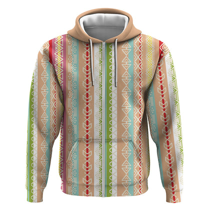 Nigerian Aso Oke African Ethnic Stripes Zip Hoodie