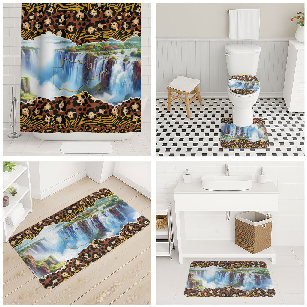 Zambian Heritage Independence 1964 Bathroom Set Traditional African Seamless Pattern