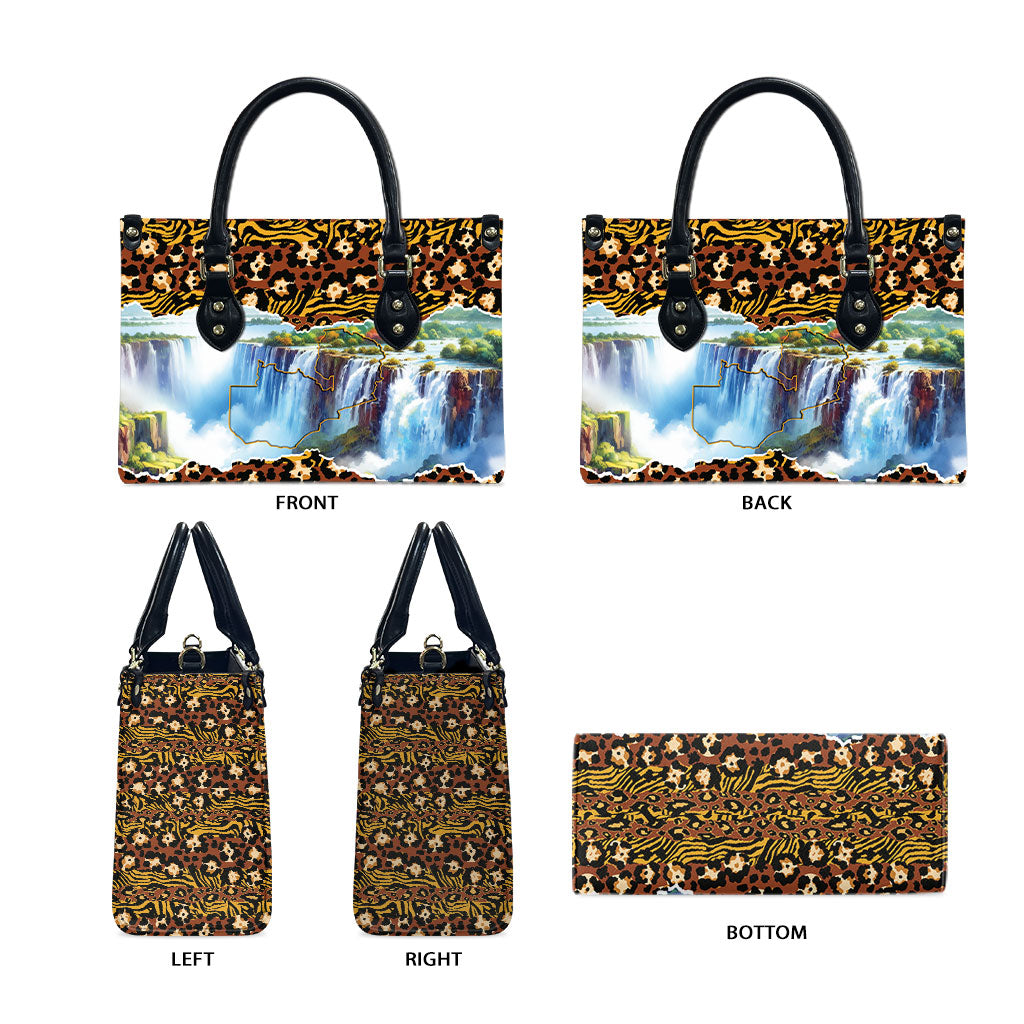 Zambian Heritage Independence 1964 Leather Bag Traditional African Seamless Pattern