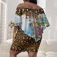 Zambian Heritage Independence 1964 Off Shoulder Short Dress Traditional African Seamless Pattern
