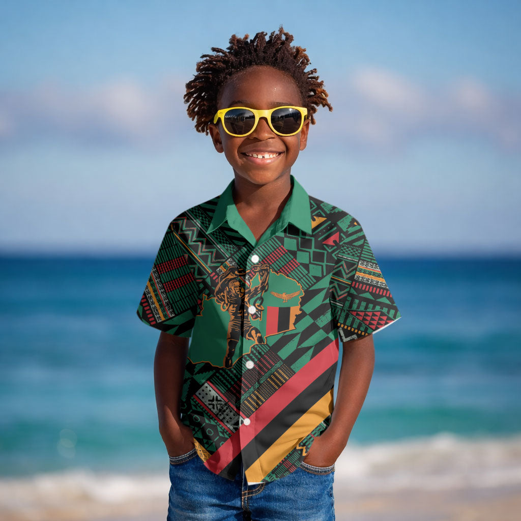 Zambia Victoria Falls Kid Hawaiian Shirt Indigenous Wild Animal Skins Tribal Patchwork