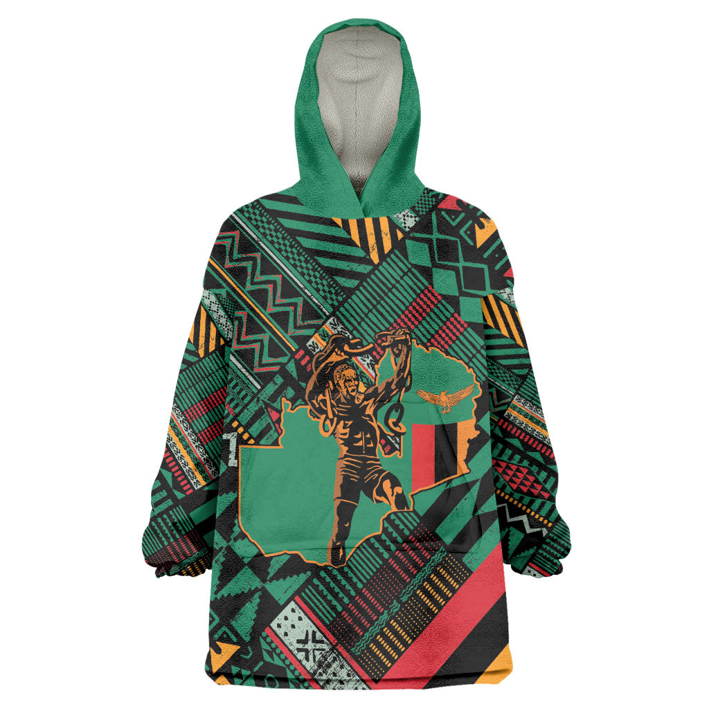 Zambia Victoria Falls Wearable Blanket Hoodie Indigenous Wild Animal Skins Tribal Patchwork