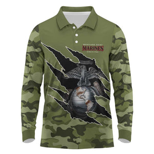 Montford Point Marines Long Sleeve Polo Shirt African American Breaking Barriers 1942