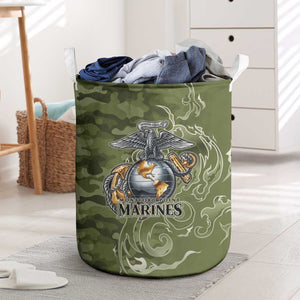 Montford Point Marines Laundry Basket Flame Fire Military Green Camo