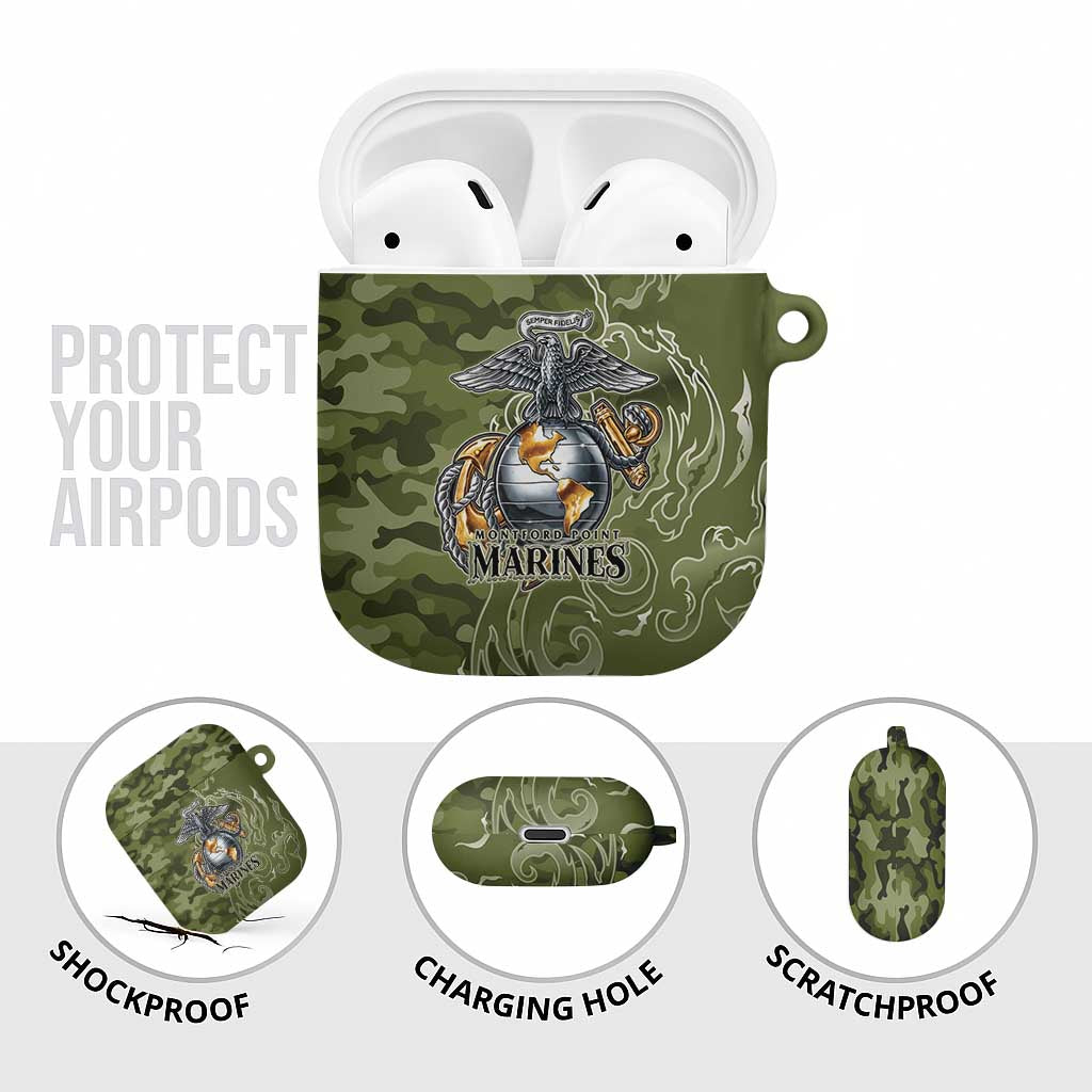 Montford Point Marines AirPods Case Flame Fire Military Green Camo