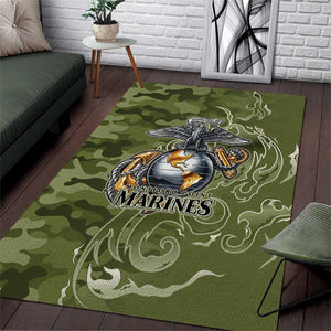 Montford Point Marines Area Rug Flame Fire Military Green Camo
