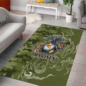 Montford Point Marines Area Rug Flame Fire Military Green Camo