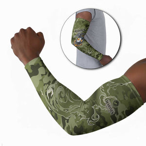 Montford Point Marines Arm Sleeves Flame Fire Military Green Camo