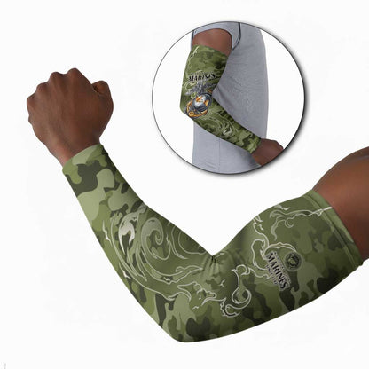 Montford Point Marines Arm Sleeves Flame Fire Military Green Camo